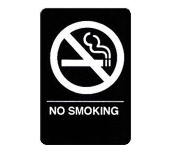 Winco SGNB-601 Black "No Smoking" Sign with Braille