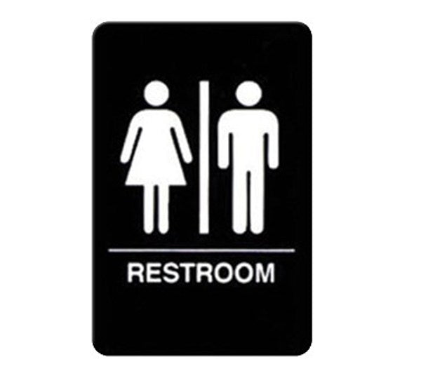Winco SGNB-603 Black "Restroom" Sign with Braille
