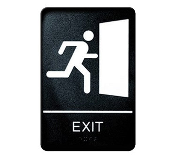 Winco SGNB-604 Black "Exit" Sign with Braille