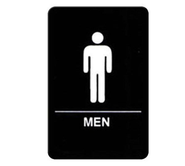 Winco SGNB-605 Black "Men" Sign with Braille