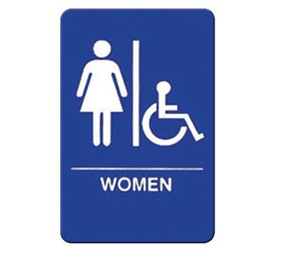 Winco SGNB-651B Blue "Women/Accessible" Sign with Braille