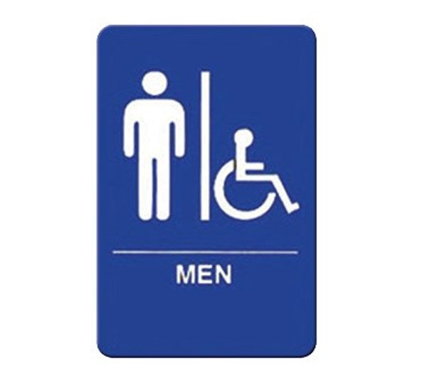 Winco SGNB-652B Blue "Men/Accessible" Sign with Braille