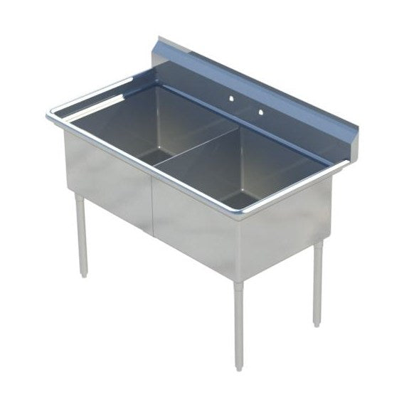 Sapphire SMS1818-2 Two Compartment Sink - NSF - 42" Total Width (18"x18" Bowls)