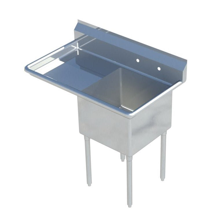 Sapphire SMS-1818L One Compartment Sink with 18" Left Drainboard - NSF - 38 1/2" Total Width (18"x18" Bowl)