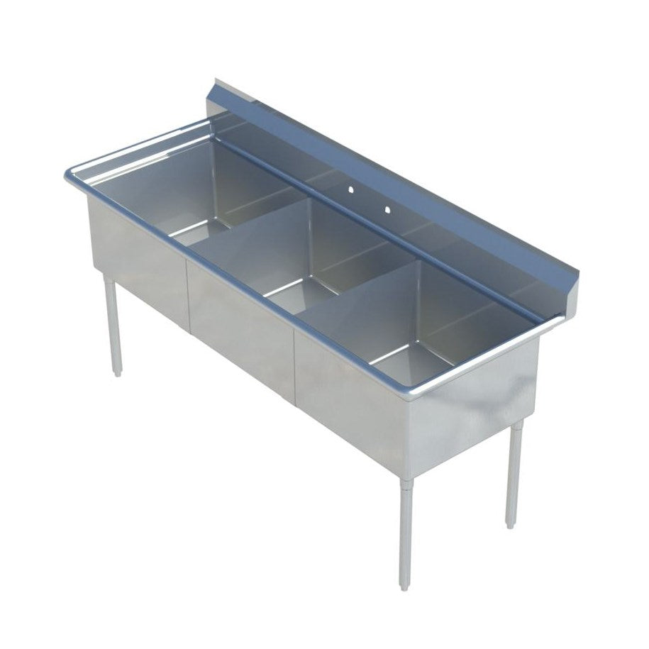 Sapphire SMS1824-3 Three Compartment Sink - NSF - 59" Total Width (18"x 24" Bowls)