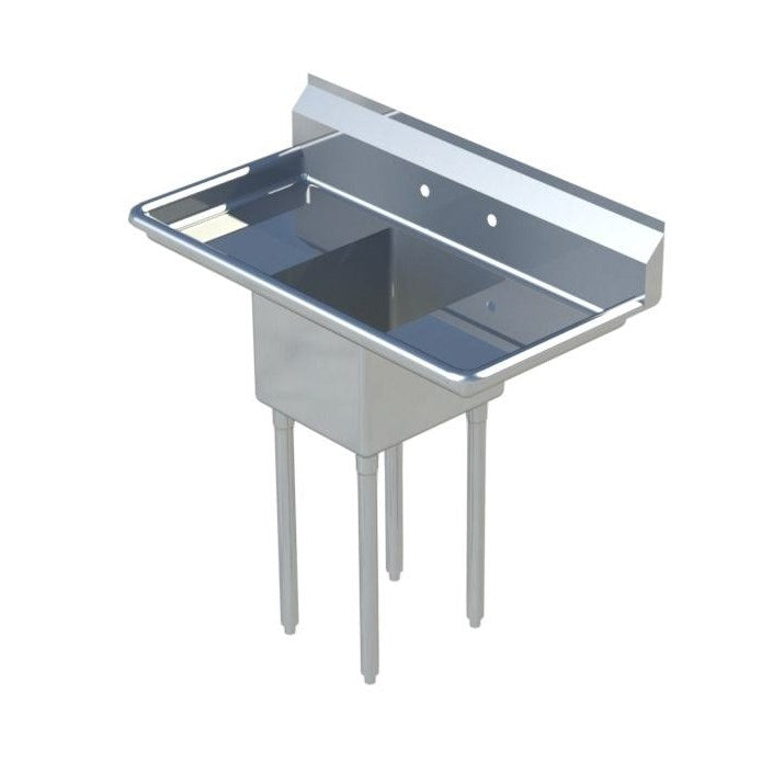 Sapphire SMS-1416D One Compartment Sink with 14" Left & Right Drainboard - NSF - 42" Total Width (14"x16" Bowl)