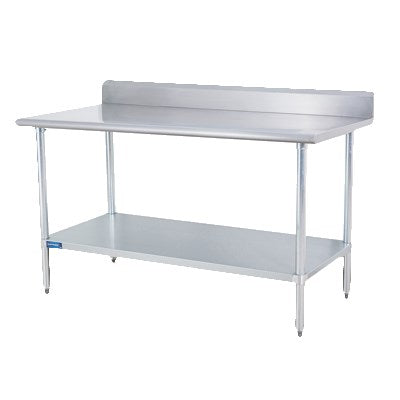 Sapphire SMTB-30120S 120"W x 30"D Stainless Steel Work Table with 5" Backsplash and Stainless Steel Undershelf and Legs