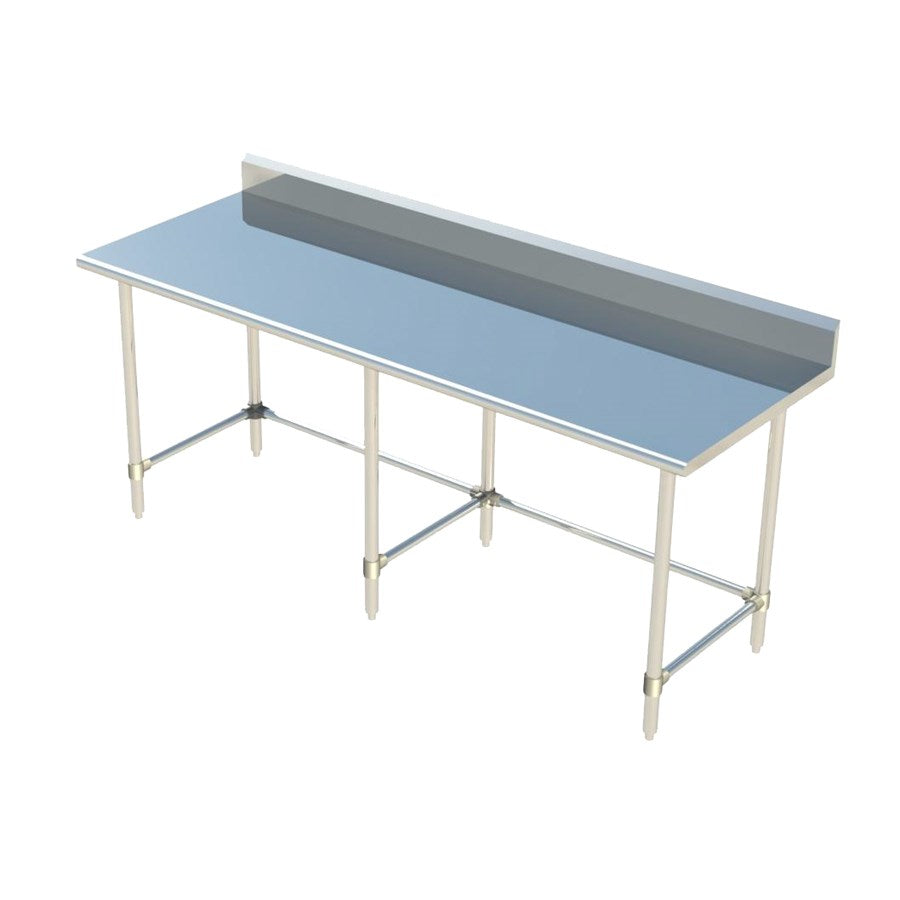 Sapphire SMTOB-2436S 36"W x 24"D Stainless Steel Open Base Work Table with 5" Backsplash and Stainless Steel Legs