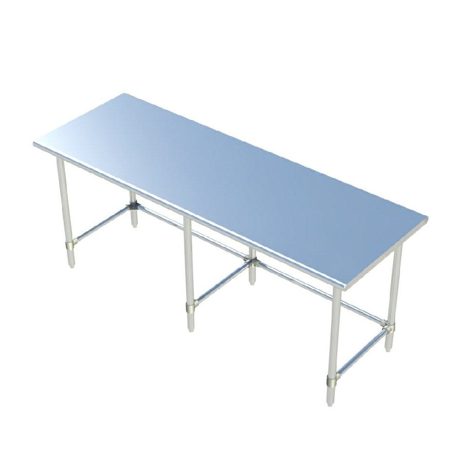Sapphire SMTO-24108S 108"W x 24"D Stainless Steel Open Base Work Table with Stainless Steel Cross Bars