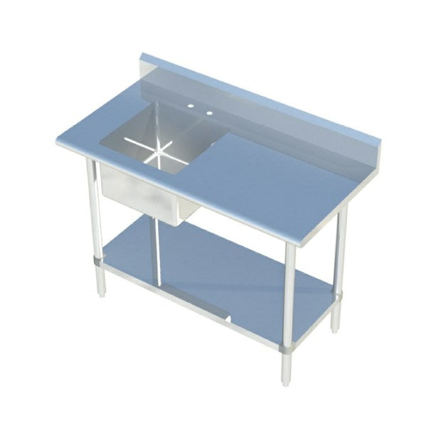 Sapphire SMTPS-2472L 72"W x 24"D Stainless Steel Work Table with Built-In Left Sink