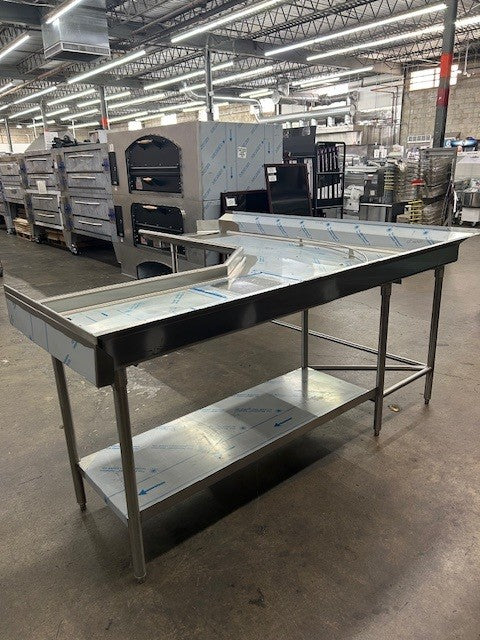Custom Stainless Steel L-Shaped Soiled Dish Table With Stainless Steel Undershelf