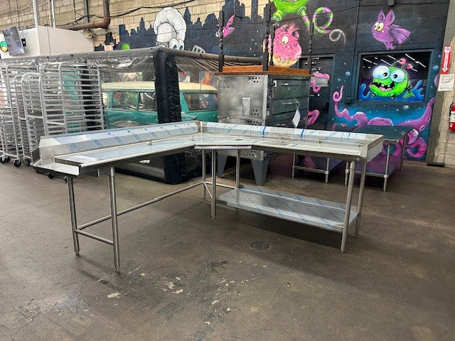 Custom Stainless Steel L-Shaped Soiled Dish Table With Stainless Steel Undershelf