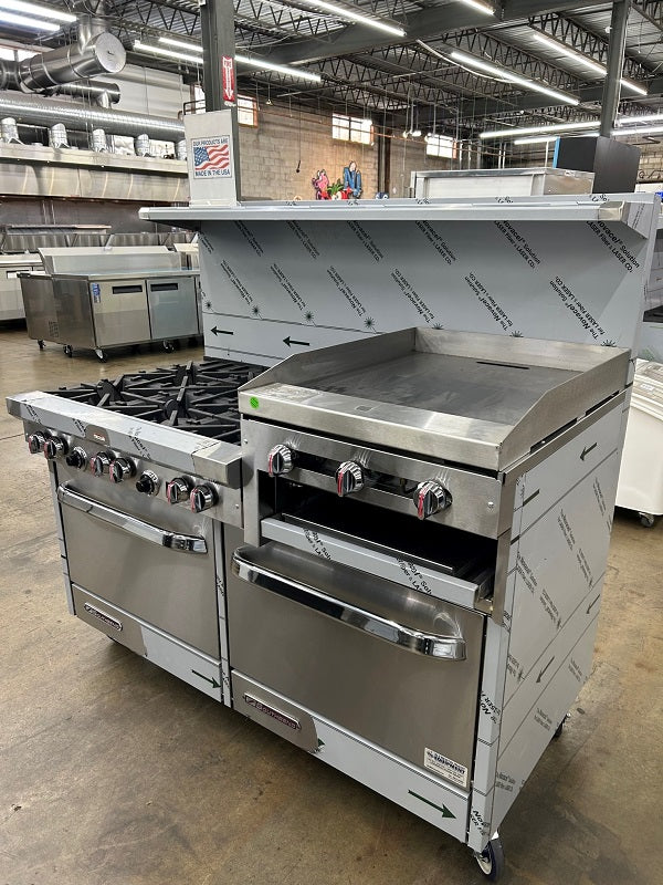 Southbend S60DD-2RR S-Series Restaurant Range 60"W 6 Burner Gas Range with Two Standard Ovens and 24" Raised Griddle  271,500BTU