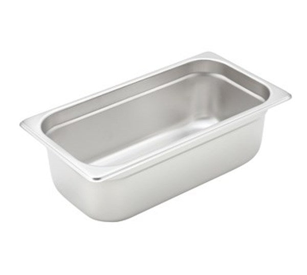 Winco SPJH-304 22 Gauge Third-Size 4" Deep Stainless Steel Anti-Jam Steam Table Pan