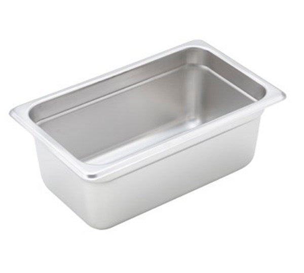 Winco SPJH-404 22 Gauge Quarter-Size 4" Deep Stainless Steel Anti-Jam Steam Table Pan