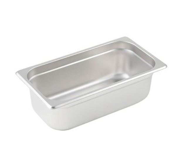 Winco SPJL-304 25 Gauge Third-Size 4" Deep Stainless Steel Anti-Jam Steam Table Pan