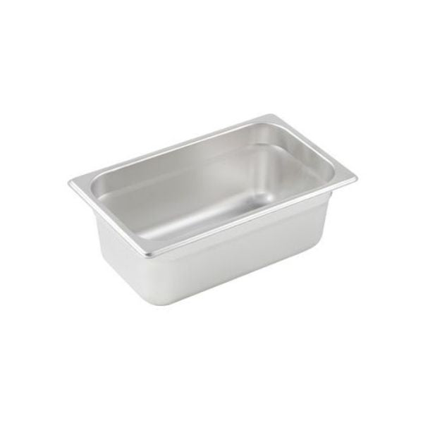 Winco SPJM-404 24 Gauge Fourth-Size 4" Deep Stainless Steel Anti-Jam Steam Table Pan