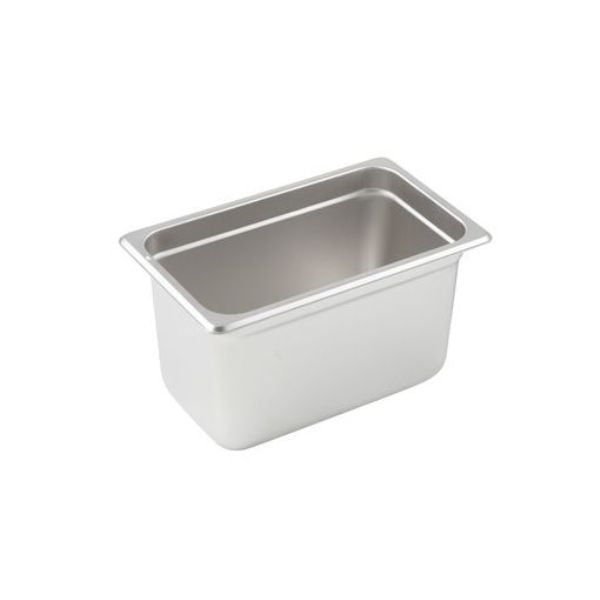 Winco SPJM-406 24 Gauge Fourth-Size 6" Deep Stainless Steel Anti-Jam Steam Table Pan