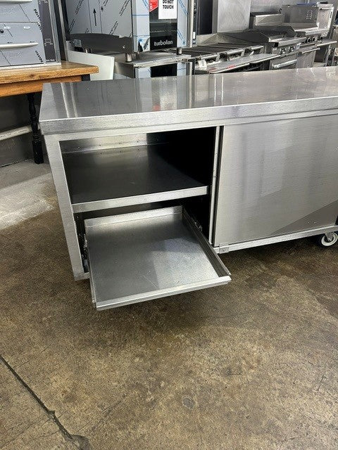 USED-30120 120"W x 30"D  Chef Cabinet Base With Sliding Doors & Casters (USED UNIT)