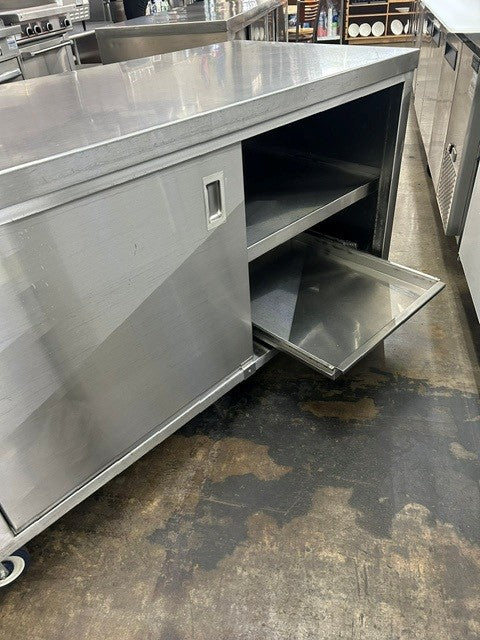 USED-30120 120"W x 30"D  Chef Cabinet Base With Sliding Doors & Casters (USED UNIT)