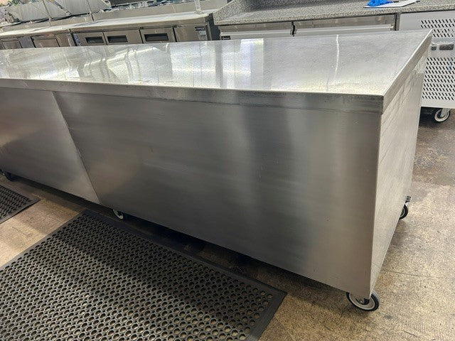 USED-30120 120"W x 30"D  Chef Cabinet Base With Sliding Doors & Casters (USED UNIT)