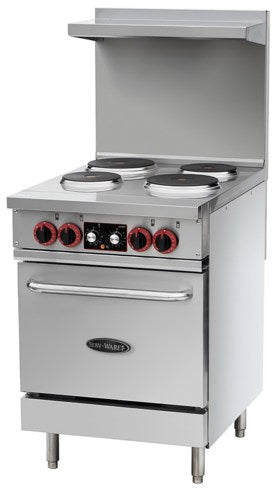 Serv-Ware SWER-24 24" Electric 4-Burner Range With Oven 208V 1 Phase