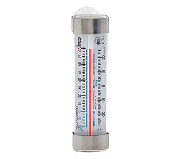 Winco TMT-RF4 3-1/2" x 1-1/8" Refrigerator/Freezer Tube Style Thermometer