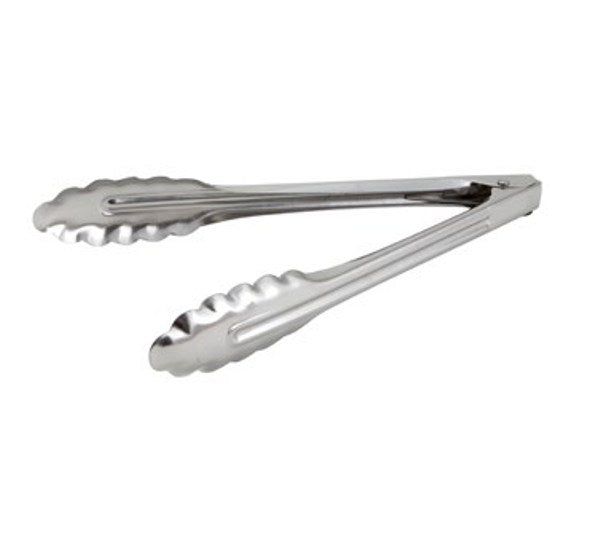 Winco UT-9LT 9" Medium-weight Stainless Steel Utility Tong