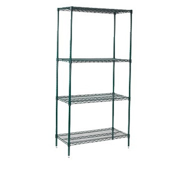 Winco VEXS-1848 4-Tier Epoxy-Coated Wire Shelving Set