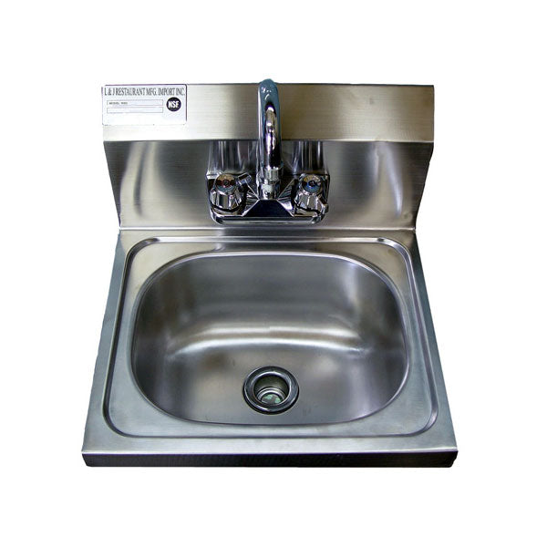 L&J WHS-01 Wall Hung Hand Sink with Faucet - 17" Wide - 5" Bowl Depth