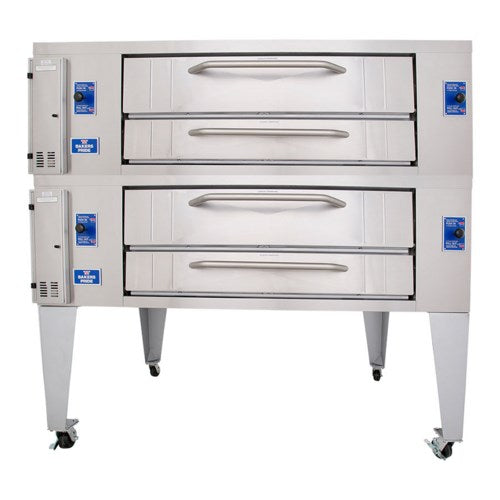 Bakers Pride Y-802BL Gas Double Deck Pizza Oven - SUPERDeck Series 84” - 240,000 BTU