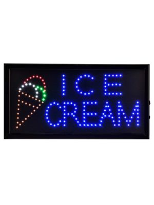 Alpine ALP497-13 19"W x 10"H LED Wall Mount "Ice Cream" Sign with Hanging Chain