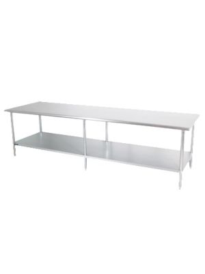 Sapphire SMT-14120G 120"W x 14"D Stainless Steel Work Table with Galvanized Shelf and Legs