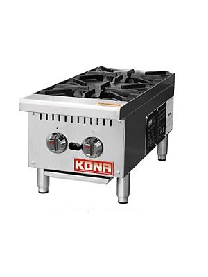 Kona NJHP-2-12 12" Wide Gas Hotplate with 2 Open Burners 50,000 BTU