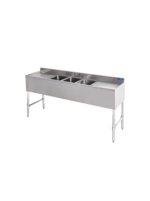 Sapphire SMBS-3D18 72" Three Compartment Underbar Sink with 19" Left & Right Drainboard