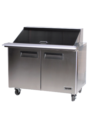 Bison BST‐48‐18 48.25"W Two Stainless Steel Doors Megatop Sandwich/Salad Prep Table Refrigerator 14.7 cu. ft.