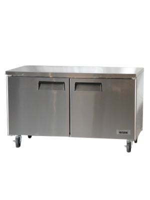 Bison BUR-60 60.25"W Two Stainless Steel Doors Reach-In Undercounter Refrigerator - 17.9 Cu Ft.