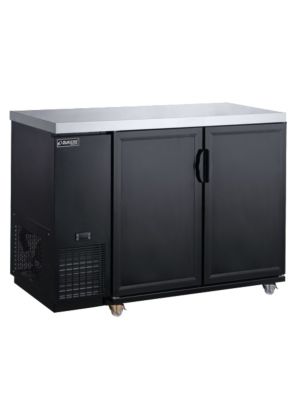 Dukers DBB60-M2  61 1/8"W Two Hinged Solid Door Black Back Bar Refrigerator 15.24 Cu. Ft.