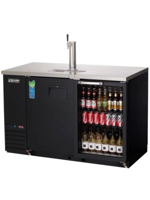Everest EBD2-BBG-24 2 Door (1 glass) Back Bar and Beer Dispenser  One 1 faucet tower 68" Black Exterior  FREE SHIPPING W/O LIFTGATE