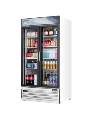 Everest EMGR33 Dual Sliding Glass Door Refrigerated Merchandiser 39.5"  White   FREE SHIPPING W/O LIFTGATE