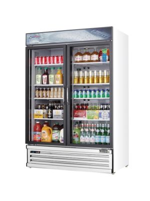 Everest EMGR48 Dual Sliding Glass Door Refrigerated Merchandiser 53.25"  White  FREE SHIPPING W/O LIFTGATE