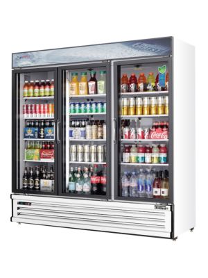 Everest EMGR69 Triple Sliding Glass Door Refrigerated Merchandiser 73"  White  FREE SHIPPING W/O LIFTGATE