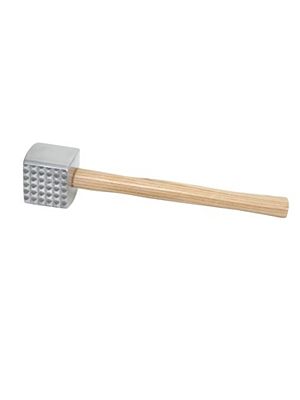 Winco MT-4 Handheld Meat Tenderizer with a Wooden Handle