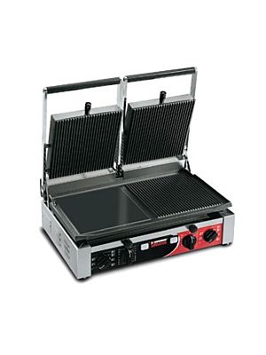 Sirman 34A3631105SI PD M Cast Iron Double Press Sandwich/Panini Grill with Grooved Top and One Grooved and One Flat Bottom Plates
