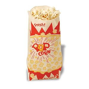 Winco 41001 Benchmark 1000 Popcorn Paper Bags - 3-1/2